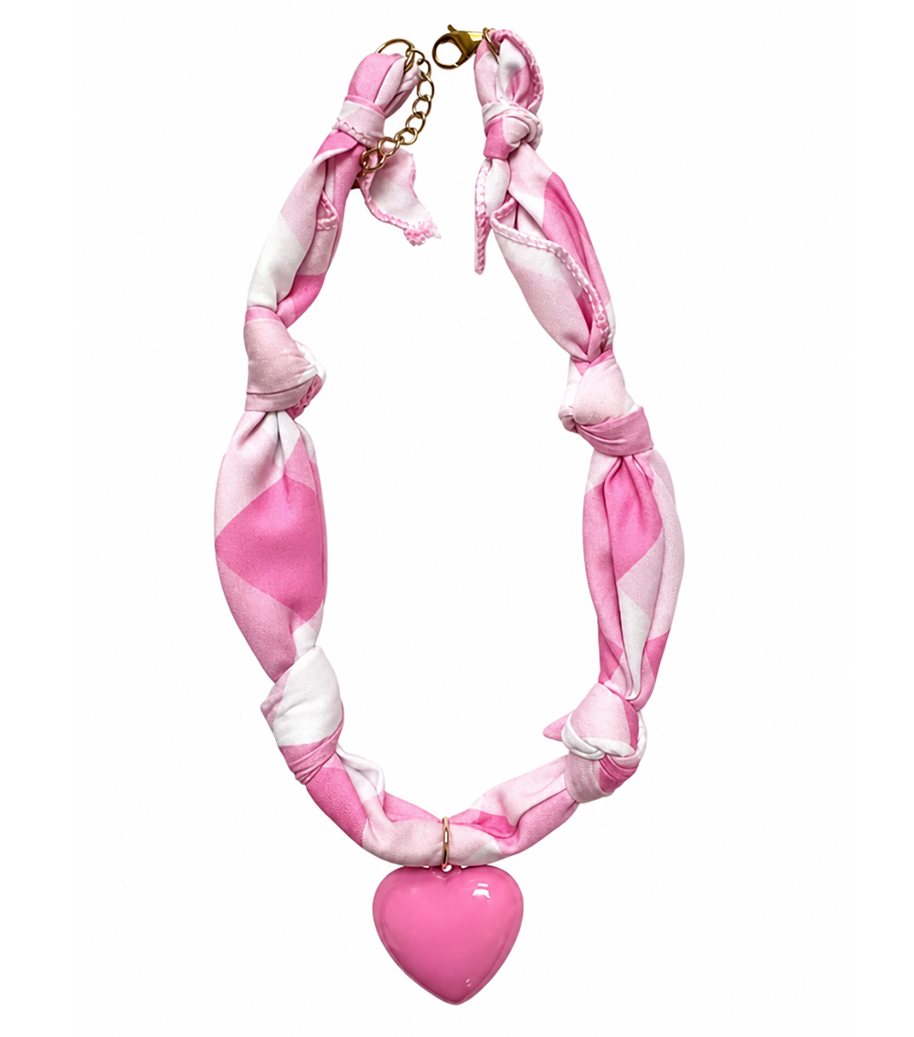 Scarf Necklace x Hannah B Pink Gingham