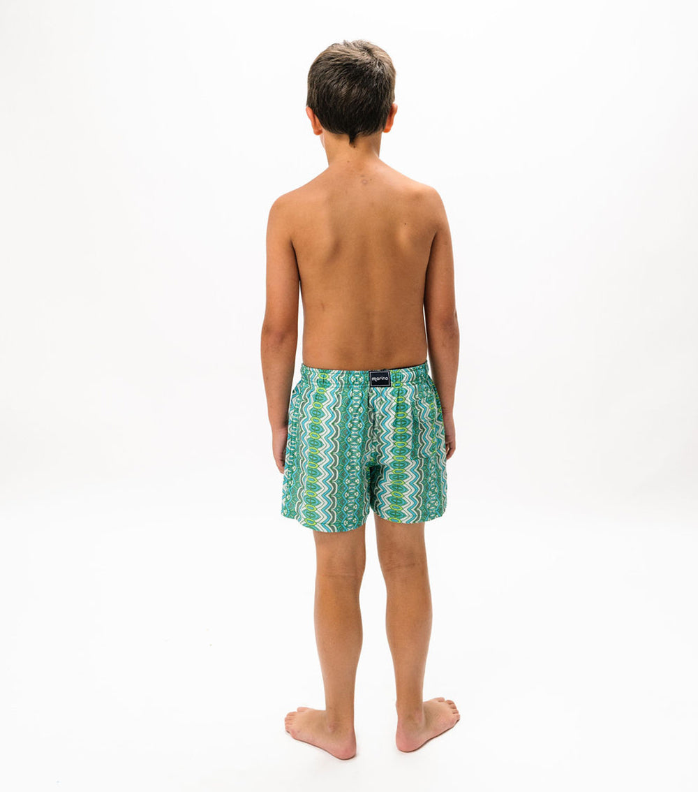boy swim shorts abstract green