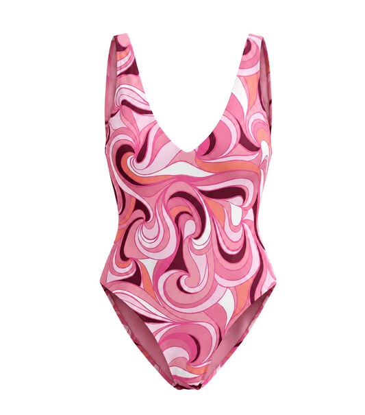 groovy pink bento one piece swimsuit for women, playashá x marino