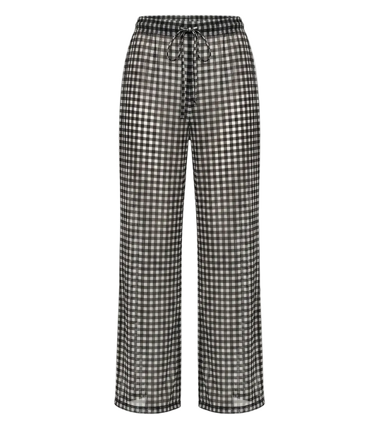 gingham emoji Black and white checkered pants on a white background