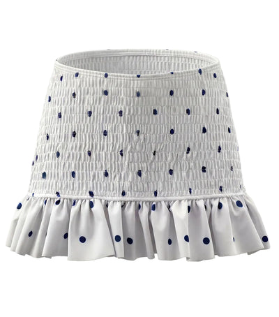 smocked skirt polka dots white