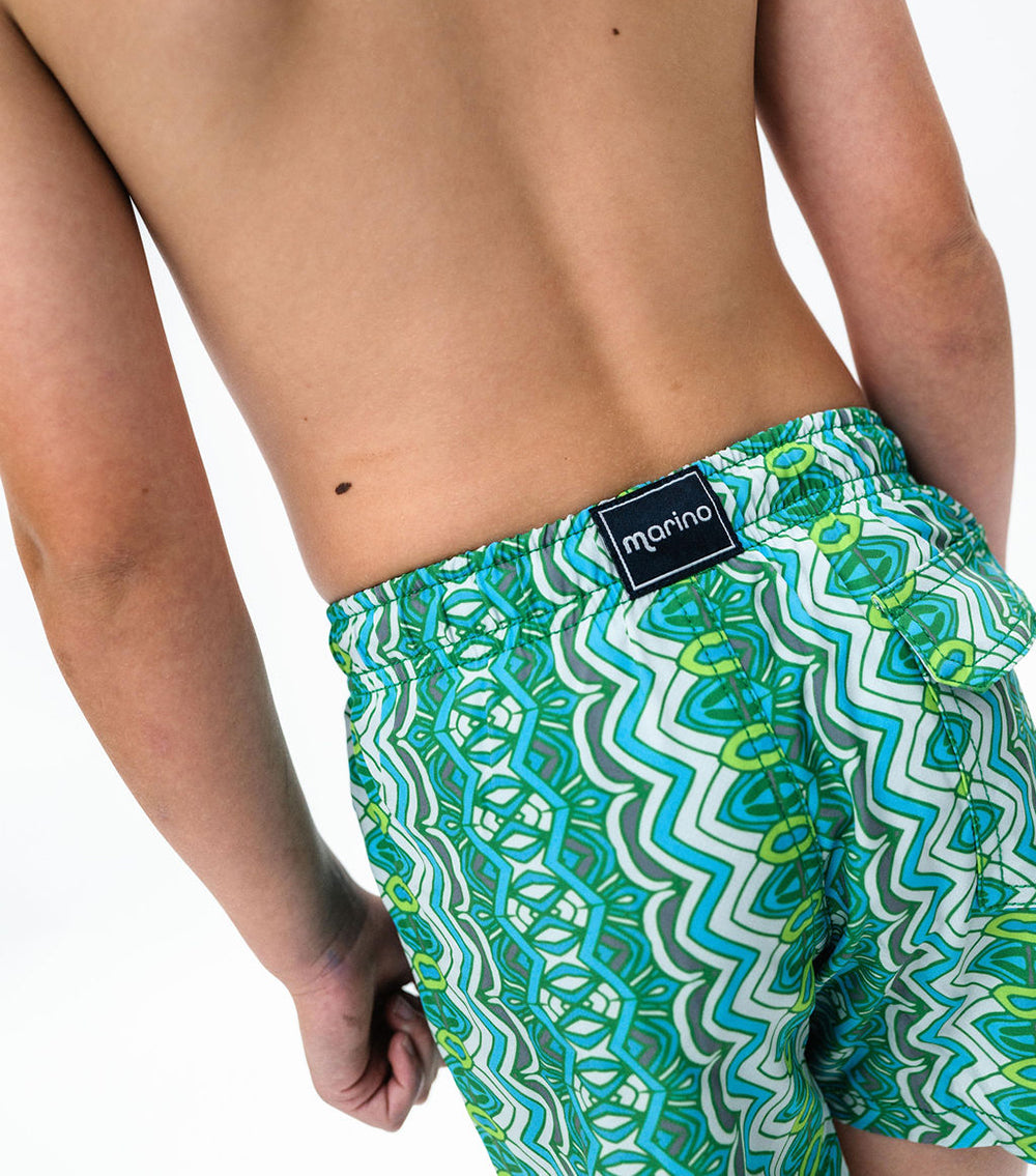 boy swim shorts abstract green