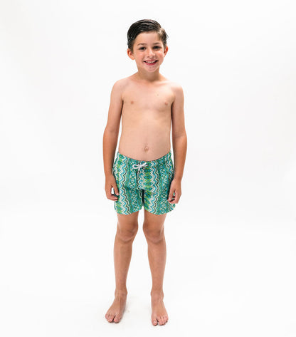 Boy Swim Shorts Abstract Green