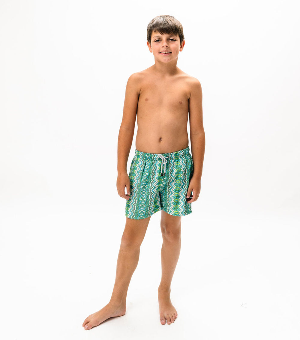 boy swim shorts abstract green