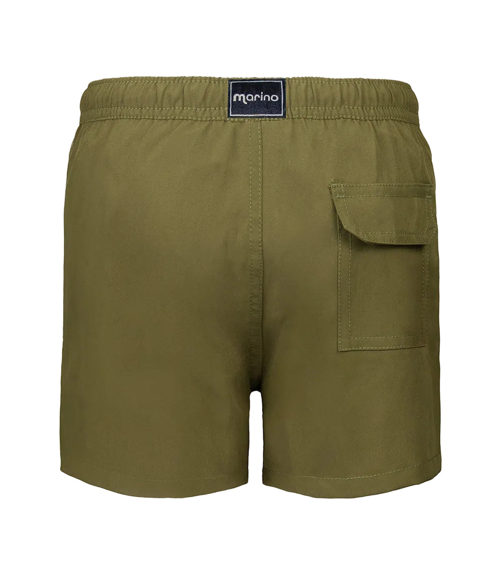 olive Green shorts with a visible brand label on a white background