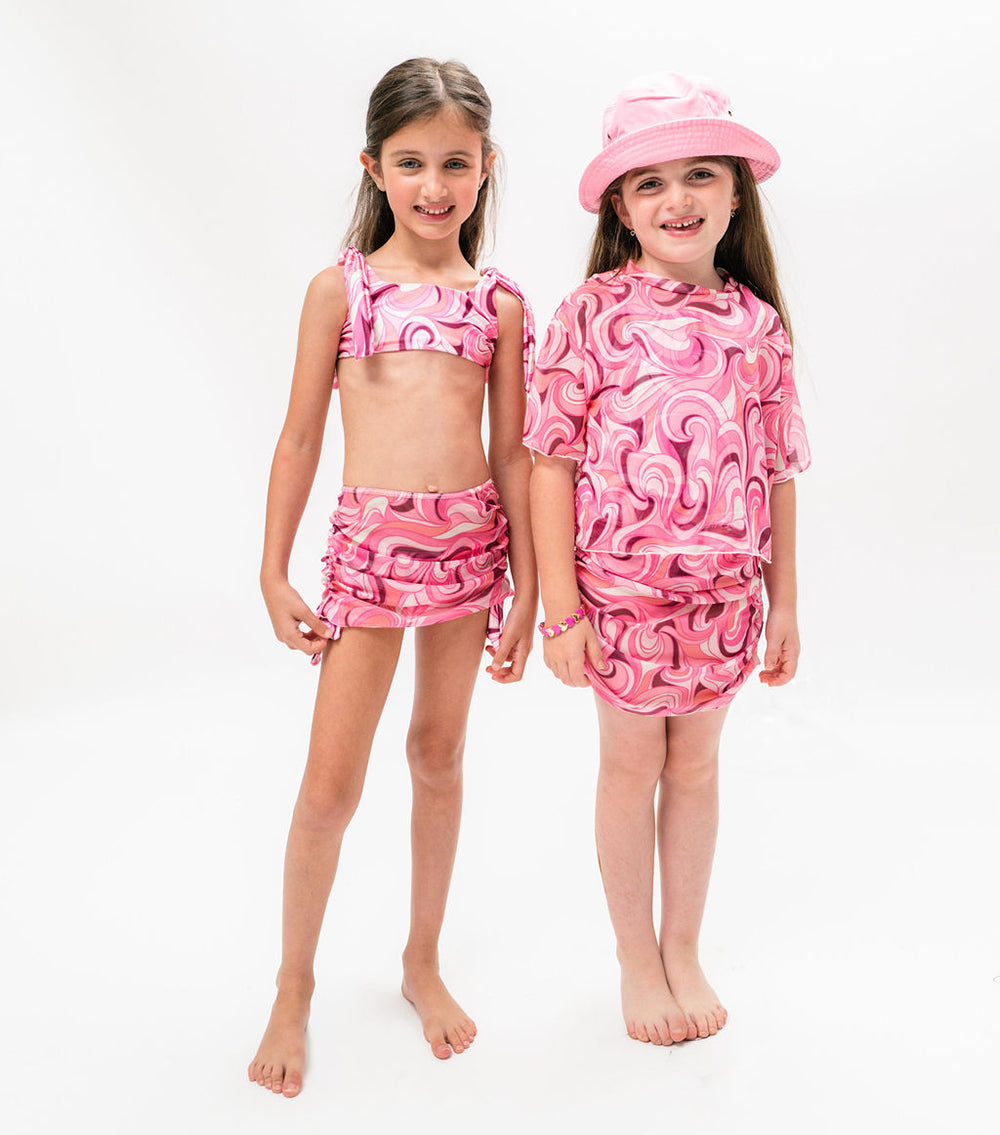 ruched skirt groovy pink