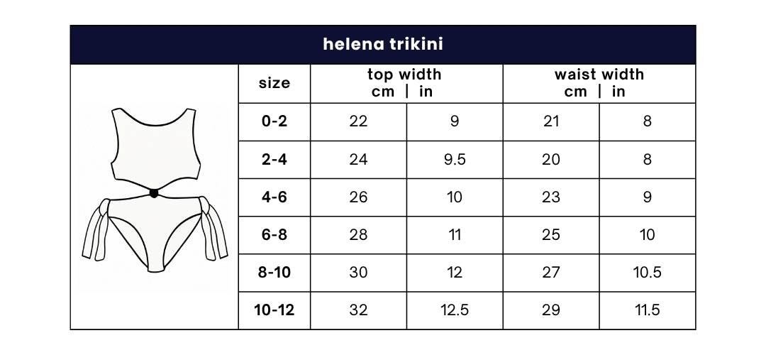 helena trikini aquarella flowers size guide