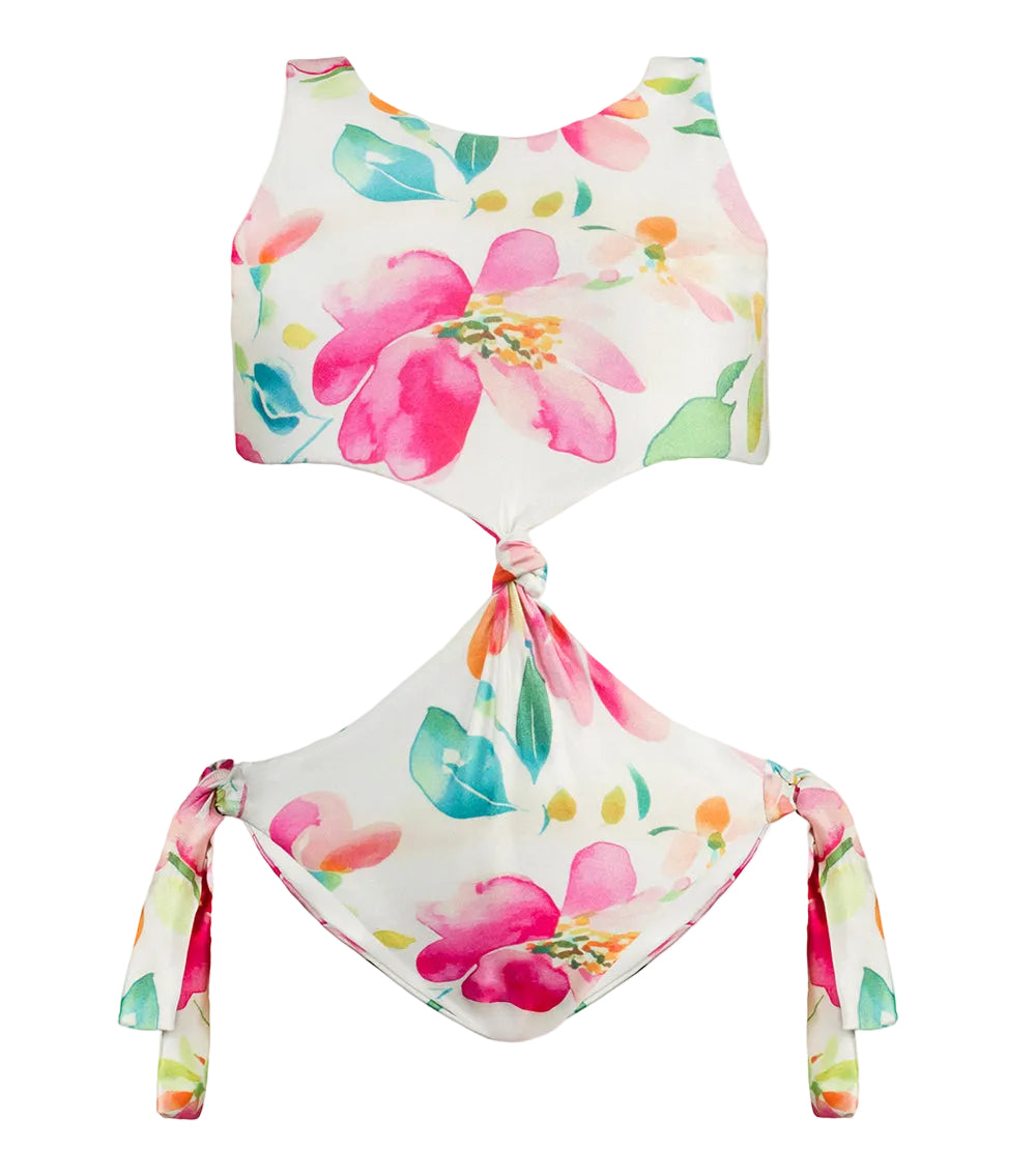 aquarella flowers Floral bikini set on a white background