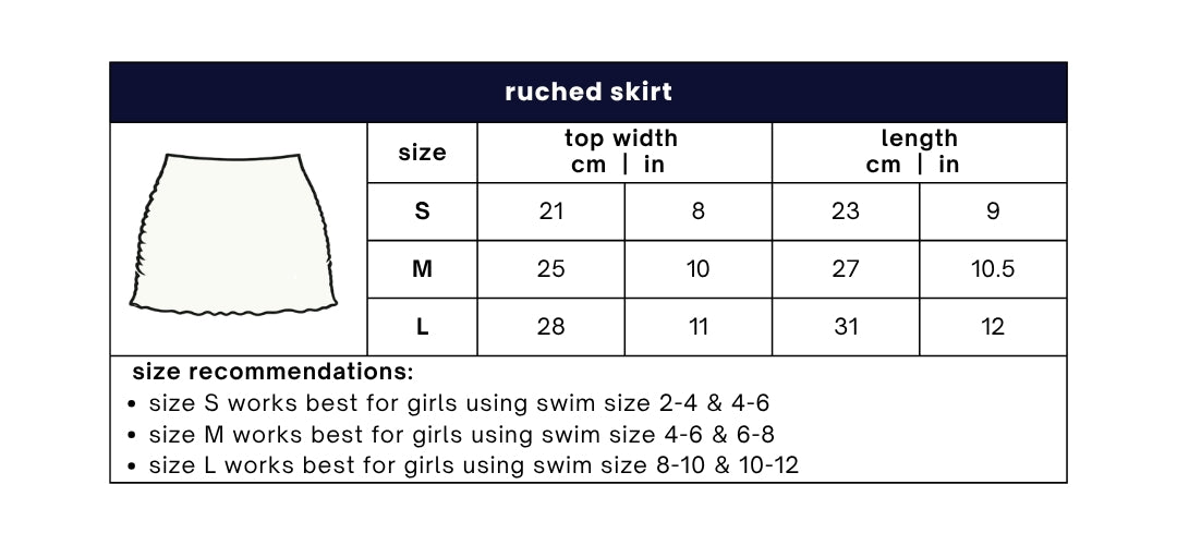 ruched skirt crochet size guide