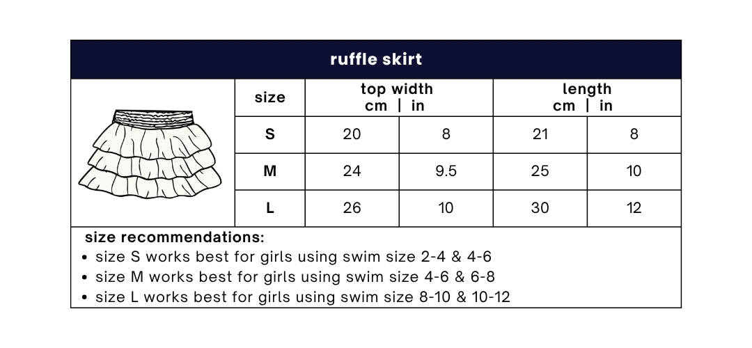 ruffle skirt aquarella flowers size guide