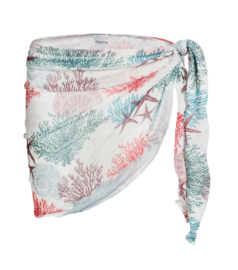 ivory corals patterned headscarf on a white background