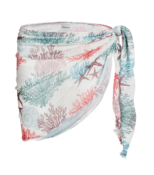 ivory corals patterned headscarf on a white background