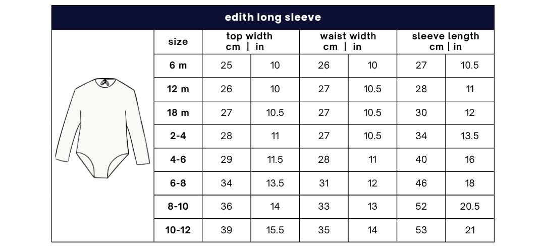 edith long sleeve orchid paisley size guide