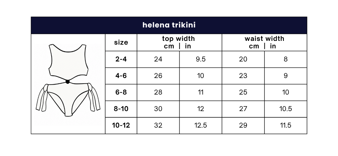 helena trikini tropical size guide