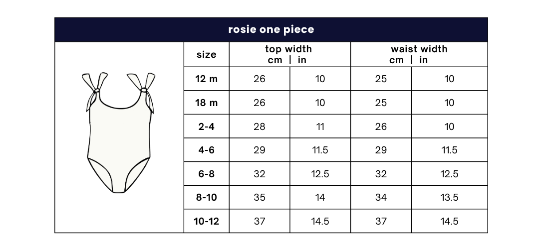 rosie one piece checkers size guide