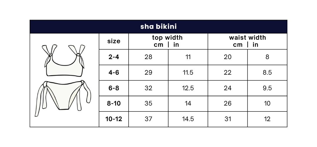sha bikini camo butterfly size guide