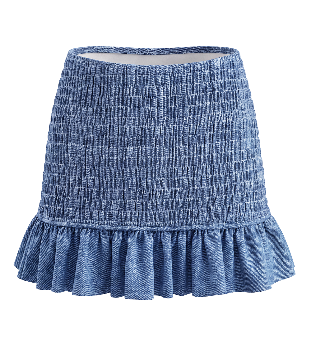 Smocked Skirt Denim