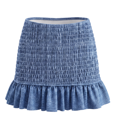 Smocked Skirt Denim