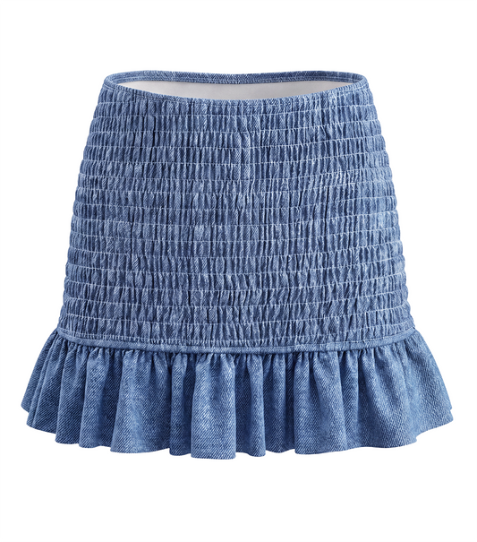 Smocked Skirt Denim