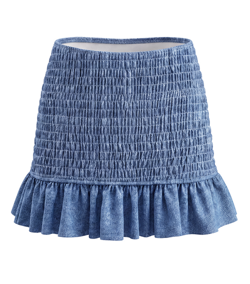 smocked skirt denim