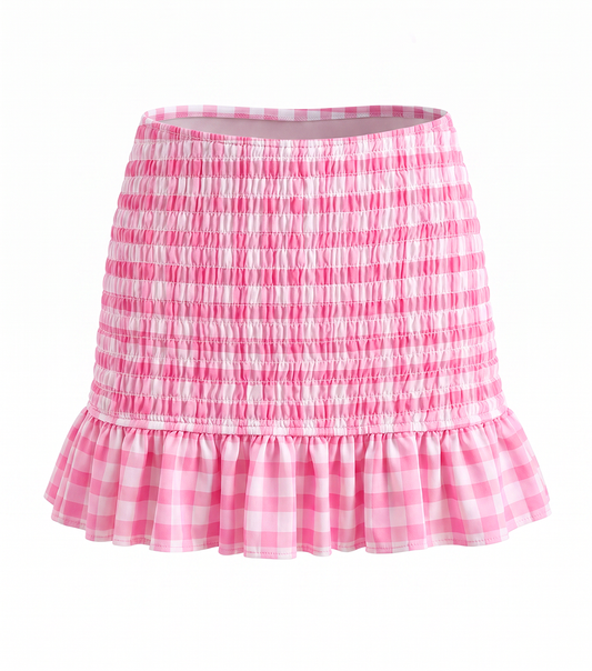 Smocked Skirt Pink Gingham