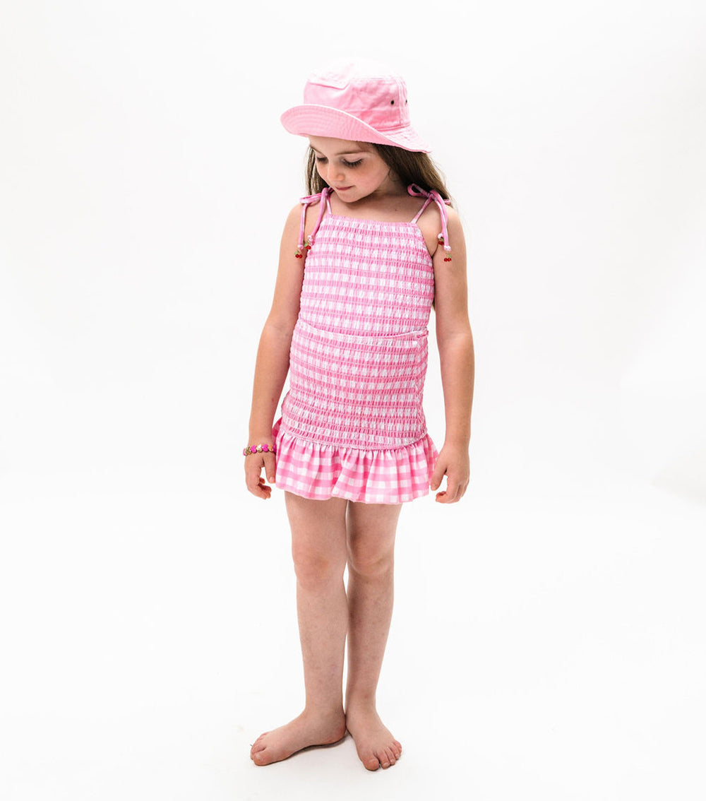 Smocked Skirt Pink Gingham