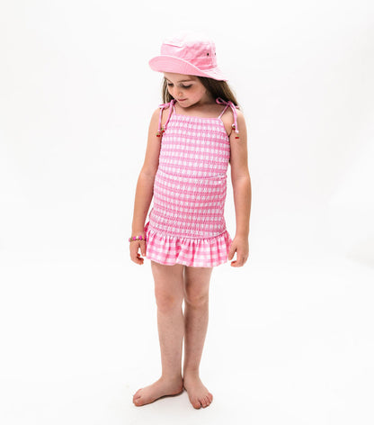 Smocked Skirt Pink Gingham